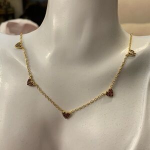 Pave Red Heart Necklace